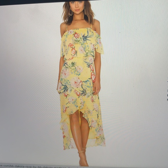 BB Dakota floral hi-low off the shoulder dress - Picture 2 of 4